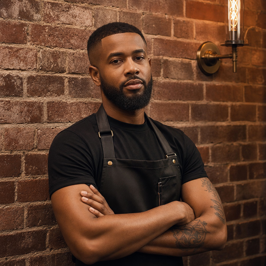 Barber detailing a beard line-up